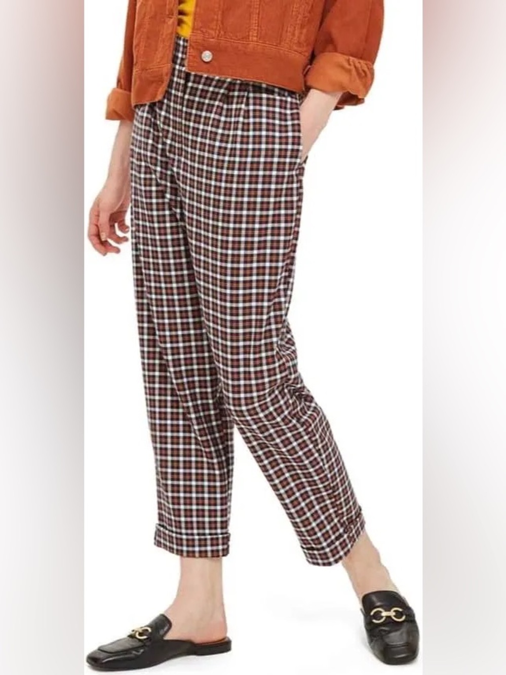 Topshop tapered Leg Shape check pants size 12 new with tag